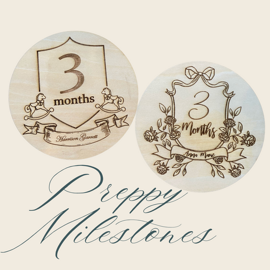Preppy Personalized Wooden Milestones for Baby