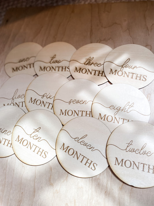 Standard Wooden Monthly Milestones for Baby
